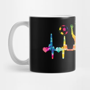 Soccer Player Boys Kids Youth Men Colorful Heartbeat Tie Dye Mug